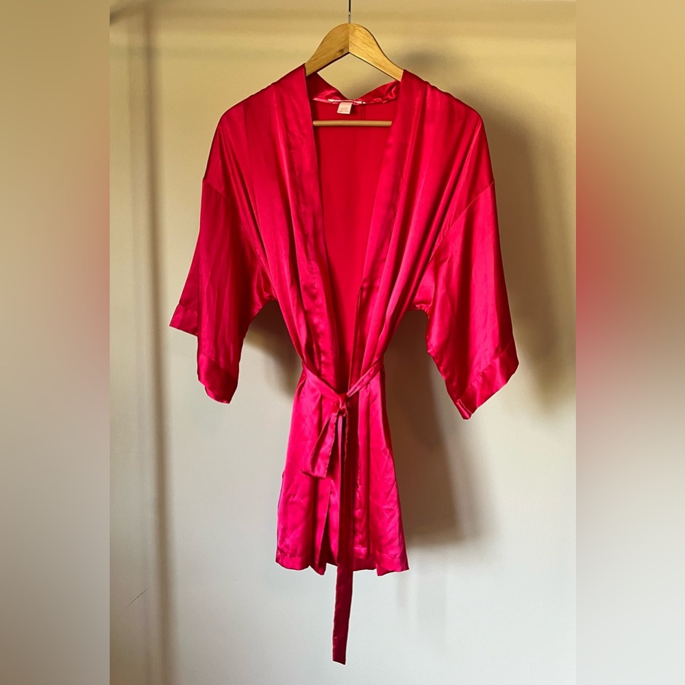 Victoria's Secret Strawberry Pink Satin Robe